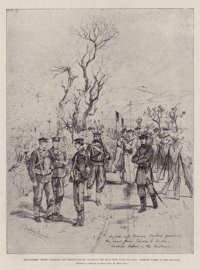 The Eastern Crisis, English and French Sailors guarding the Road from Canea to Suda, Turkish Patrol in the Distance by Melton Prior
